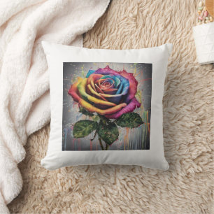 Rainbow Rose Pillow