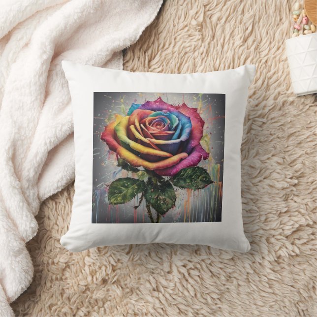 Rainbow Rose Pillow (Blanket)