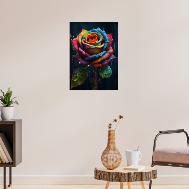 Rainbow Rose Poster (Living Room 3)
