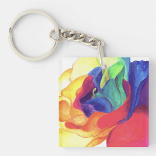 Rainbow Rose Spectrum of Love Keychain
