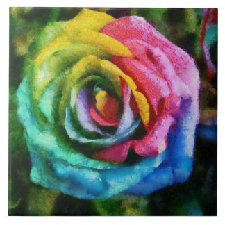 Rainbow rose tile