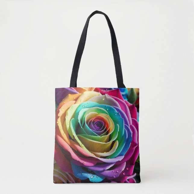 Rainbow Rose  Tote Bag (Front)