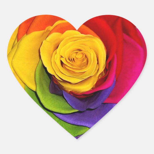 Rainbow Rose Wedding Favour Gay Pride Customized Heart Sticker (Front)