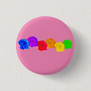 Rainbow Roses 1 Inch Round Button