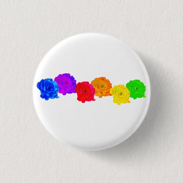 Rainbow Roses 1 Inch Round Button (Front)