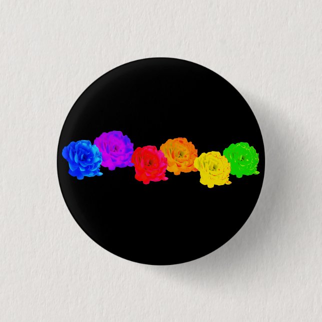 Rainbow Roses 1 Inch Round Button (Front)