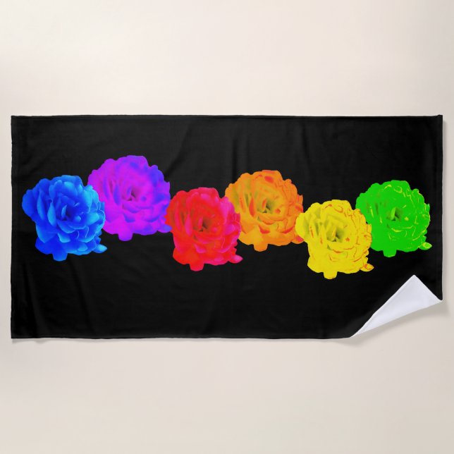 Rainbow Roses Beach Towel (Front)