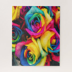 Rainbow Roses Bouquet Jigsaw Puzzle