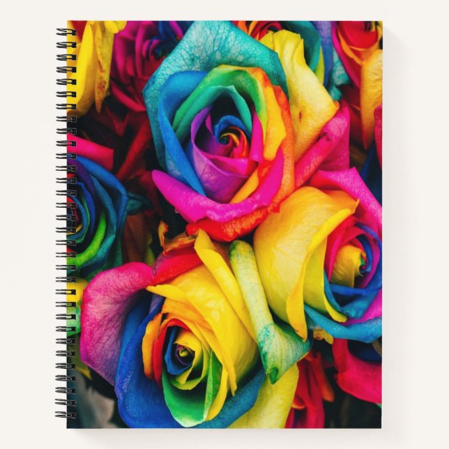 Rainbow Roses Bouquet Notebook (Front)