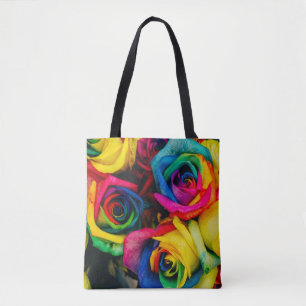 Rainbow Roses In Glorious Colour Tote Bag