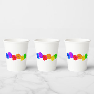 Rainbow Roses Paper Cups