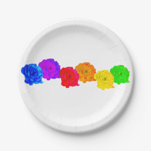Rainbow Roses Paper Plate