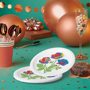 Rainbow Roses Paper Plate