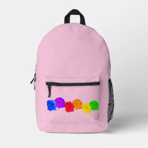 Rainbow Roses Pastel Pink Chic Printed Backpack