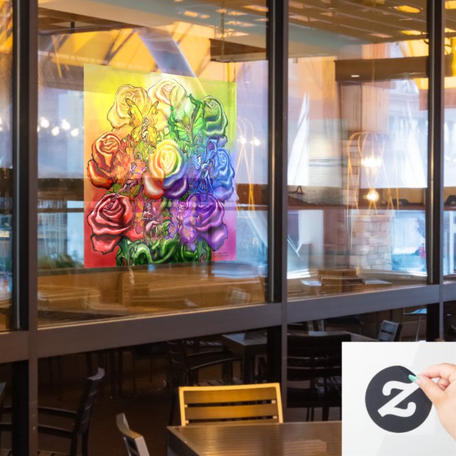 Rainbow Roses Pixies Window Cling (Restaurant Window)