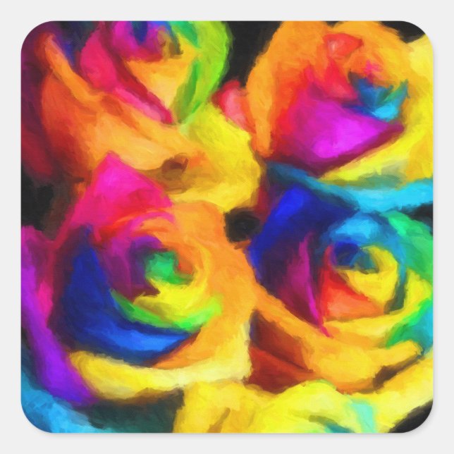 Rainbow Roses Square Sticker (Front)