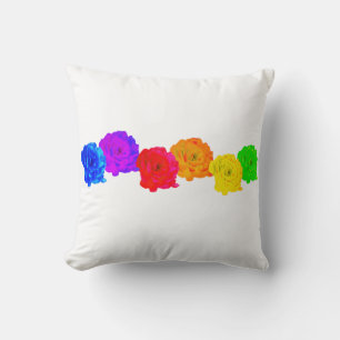 Rainbow Roses Throw Pillow