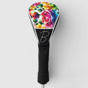 Rainbow Roses Vibrant Colourful Floral  Golf Head Cover