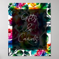 Rainbow Roses Wedding Gifts & Cards Table Sign