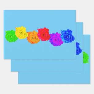 Rainbow Roses Wrapping Paper Sheet