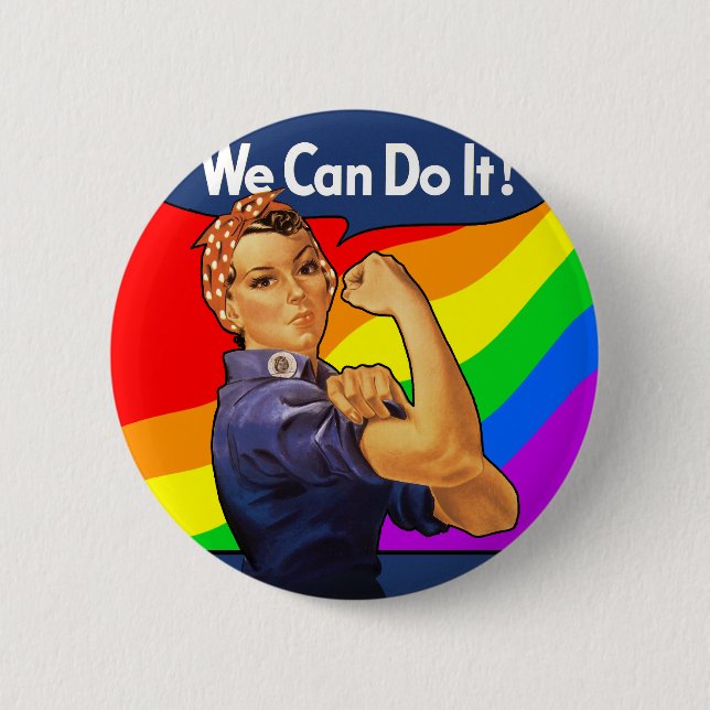 Rainbow Rosie 2 Inch Round Button (Front)