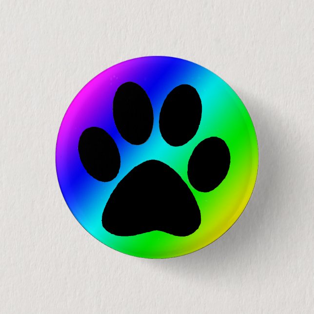 Rainbow Round Dog Paw.png 1 Inch Round Button (Front)