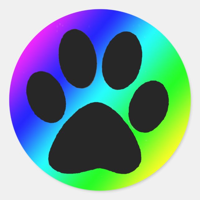 Rainbow Round Dog Paw.png Classic Round Sticker (Front)