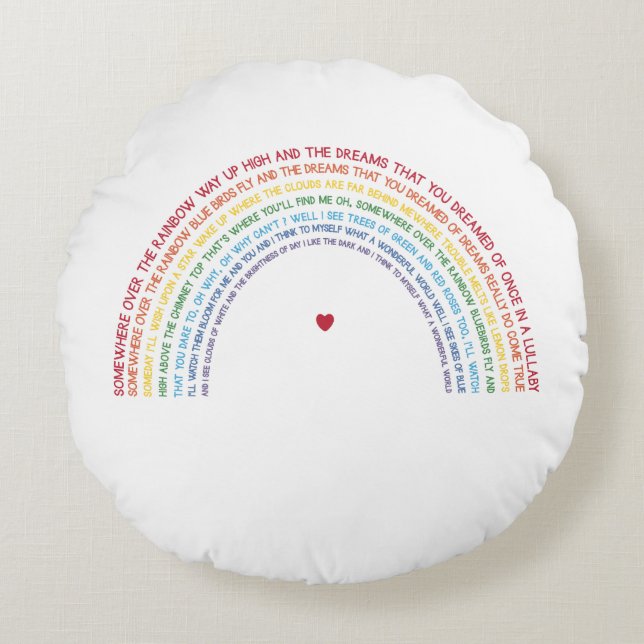 Rainbow Round Throw Pillow, Somewhere Over Rainbow Round Pillow (Front)