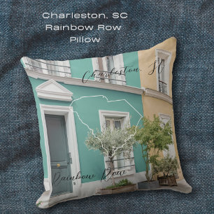 Rainbow Row Charleston Personalized Throw Pillow
