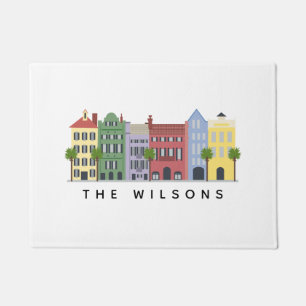 Rainbow Row Charleston SC Welcome Mat