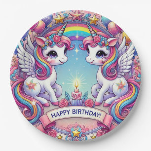 Rainbow Royalty Unicorns Paper Plate