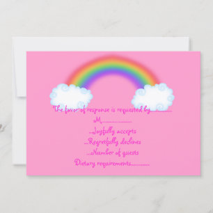 rainbow rsvp pink response card