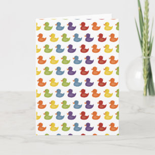 Rainbow   Rubber Ducks   All over Pattern on white Card