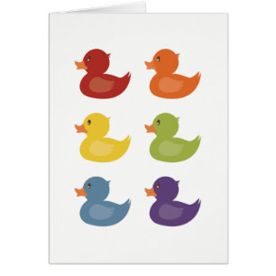 Rainbow Rubber Ducks on white background