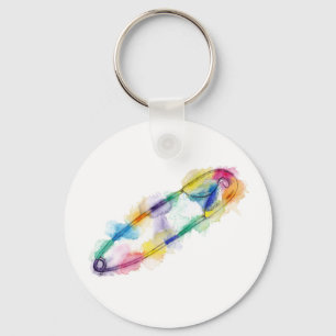 Rainbow Safety Pin Keychain