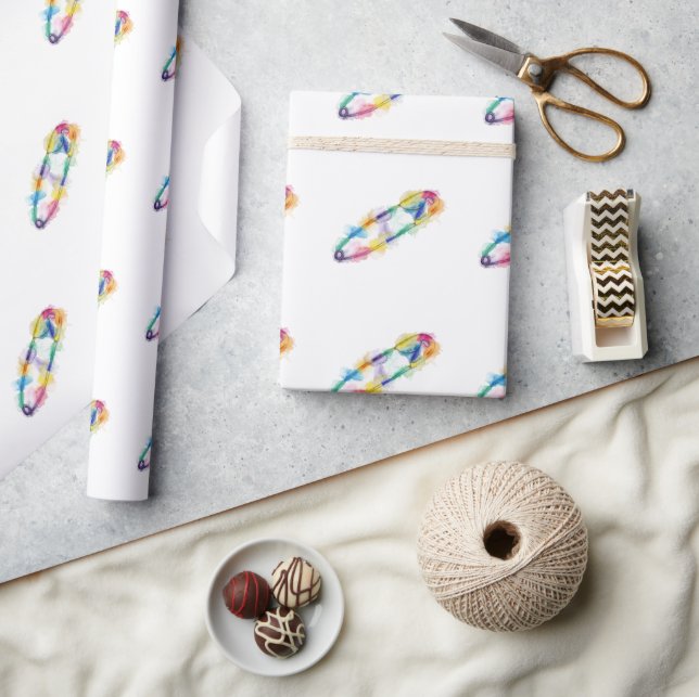 Rainbow Safety Pin Wrapping Paper (Crafts)