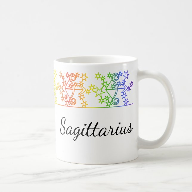 Rainbow Sagittarius Star Sign Personalized Mug (Right)