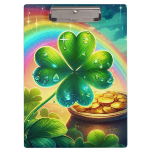 Rainbow Saint Patrick's Day clover Clipboard