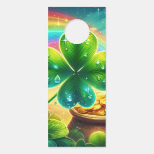 Rainbow Saint Patrick's Day clover Door Hanger