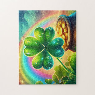 Rainbow Saint Patrick's Day clover Jigsaw Puzzle
