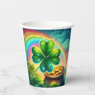 Rainbow Saint Patrick's Day clover Paper Cups