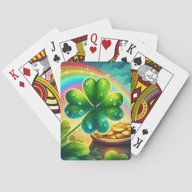 Rainbow Saint Patrick's Day clover Playing Cards (Back)