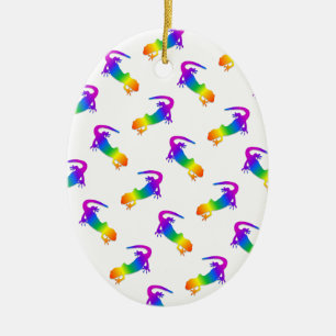 Rainbow Salamander Ceramic Ornament