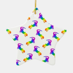 Rainbow Salamander Ceramic Ornament