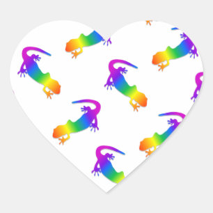 Rainbow Salamander Heart Sticker