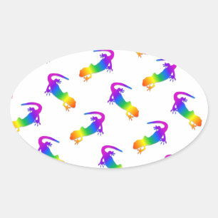 Rainbow Salamander Oval Sticker
