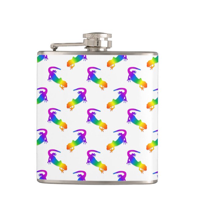 Rainbow Salamander Pattern Hip Flask (Front)