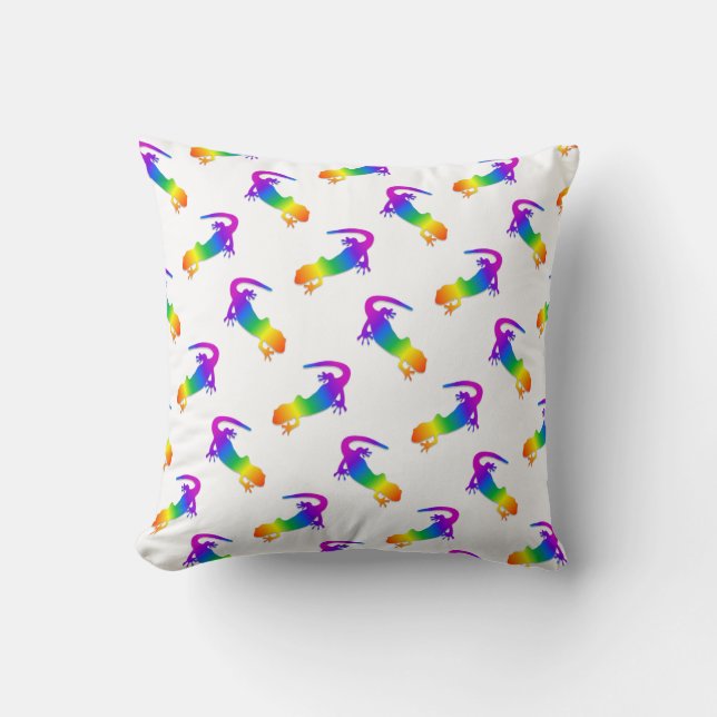 Rainbow Salamander Throw Pillow (Front)