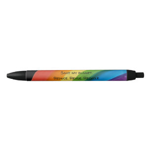 RAINBOW Save my planet (customizable) Black Ink Pen