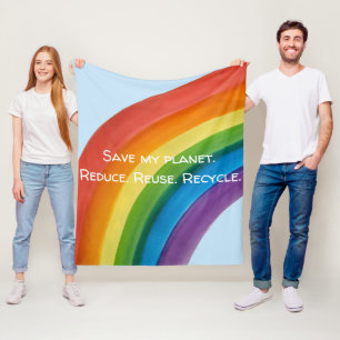 RAINBOW Save my planet (customizable) Fleece Blanket